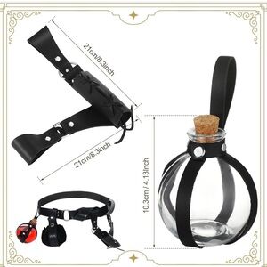 Black Leather Potion Bottle Harness Belt